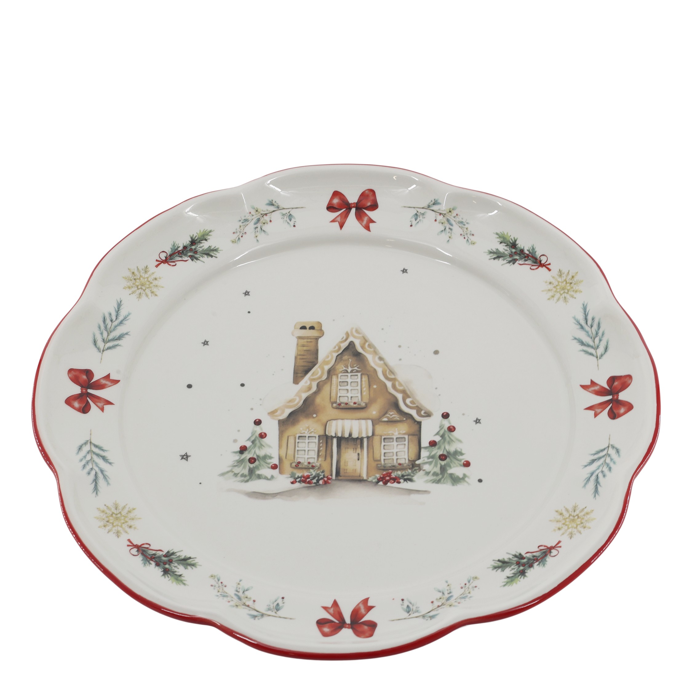 Vánoční keramický jídelní talíř Chalet de Noël – Ø 28*3 cm