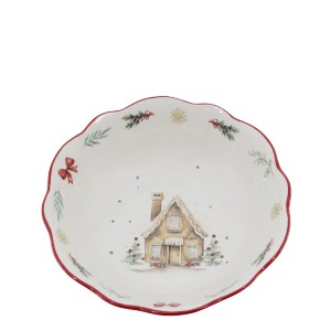 Vánoční keramická mísa Chalet de Noël – Ø 21*6,5 cm / 800ml