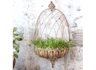 Kovový květináč na zeď Flower Antique Mocca – 34*18*65 cm