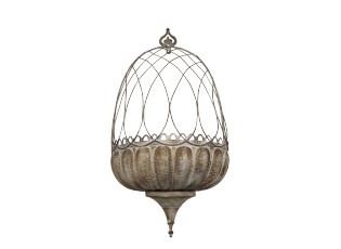 Kovový květináč na zeď Flower Antique Mocca – 34*18*65 cm