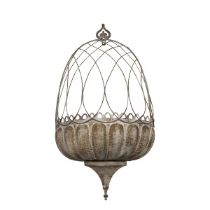 Kovový květináč na zeď Flower Antique Mocca – 34*18*65 cm