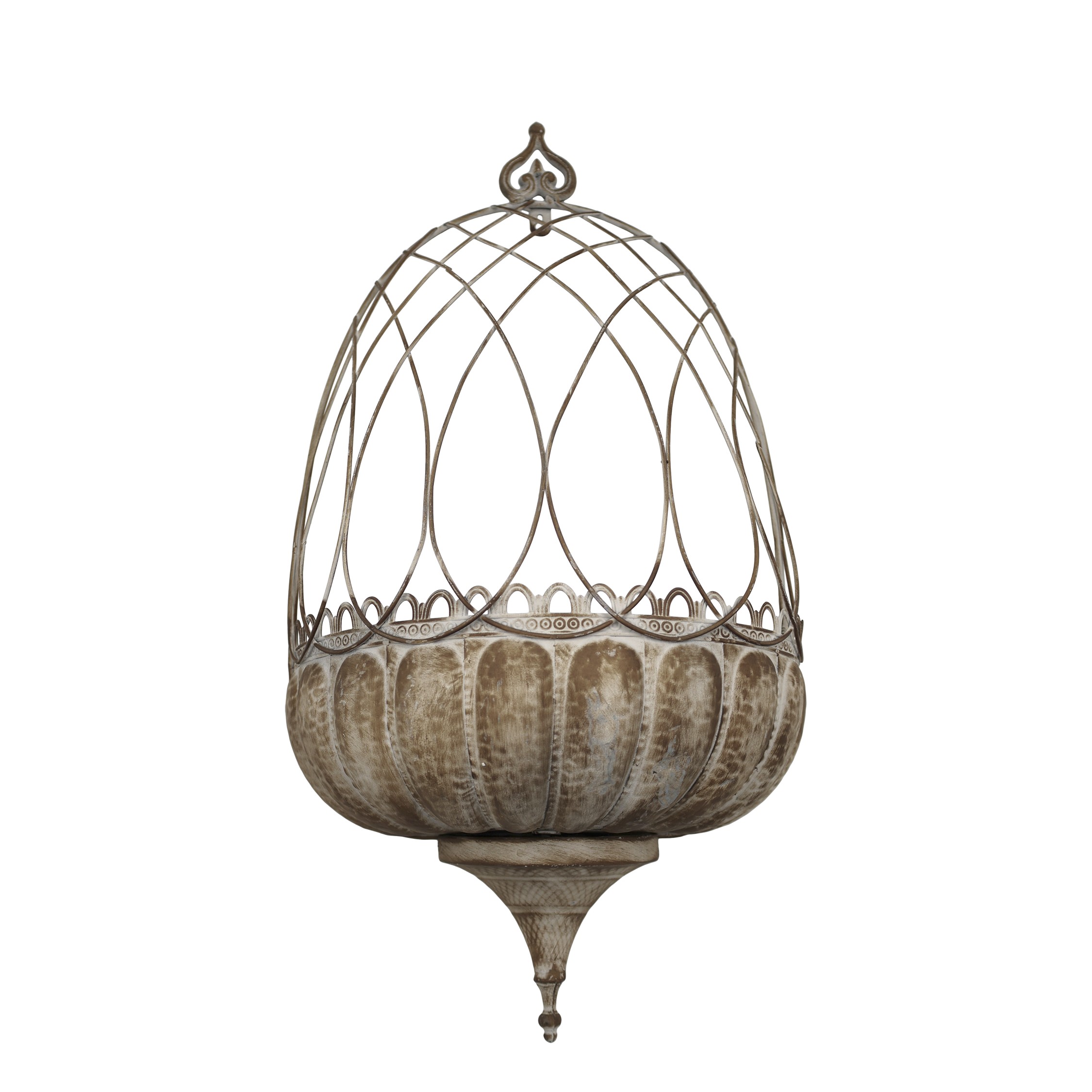 Kovový květináč na zeď Flower Antique Mocca – 34*18*65 cm
