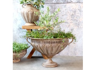 Kovový květináč na noze Flower Antique Mocca – Ø 56*38 cm