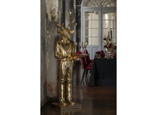 Dekorace velký zlatý jelen Waiter – 72*59*194 cm