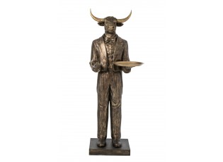 Dekorace velký zlatohnědý buvol Waiter – 72*59*194 cm