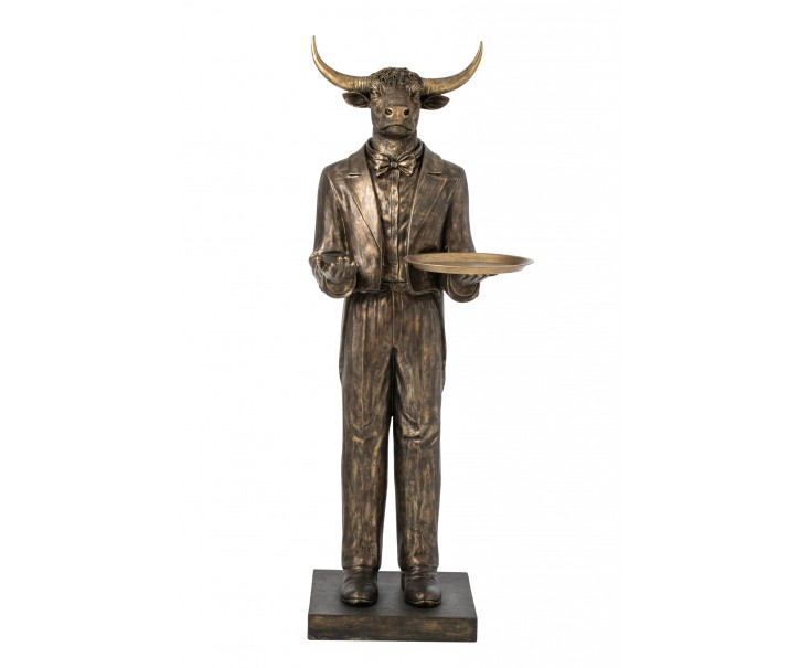 Dekorace velký zlatohnědý buvol Waiter – 72*59*194 cm J-Line by Jolipa