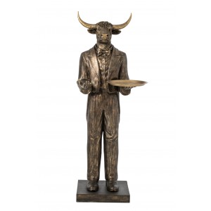 Dekorace velký zlatohnědý buvol Waiter – 72*59*194 cm