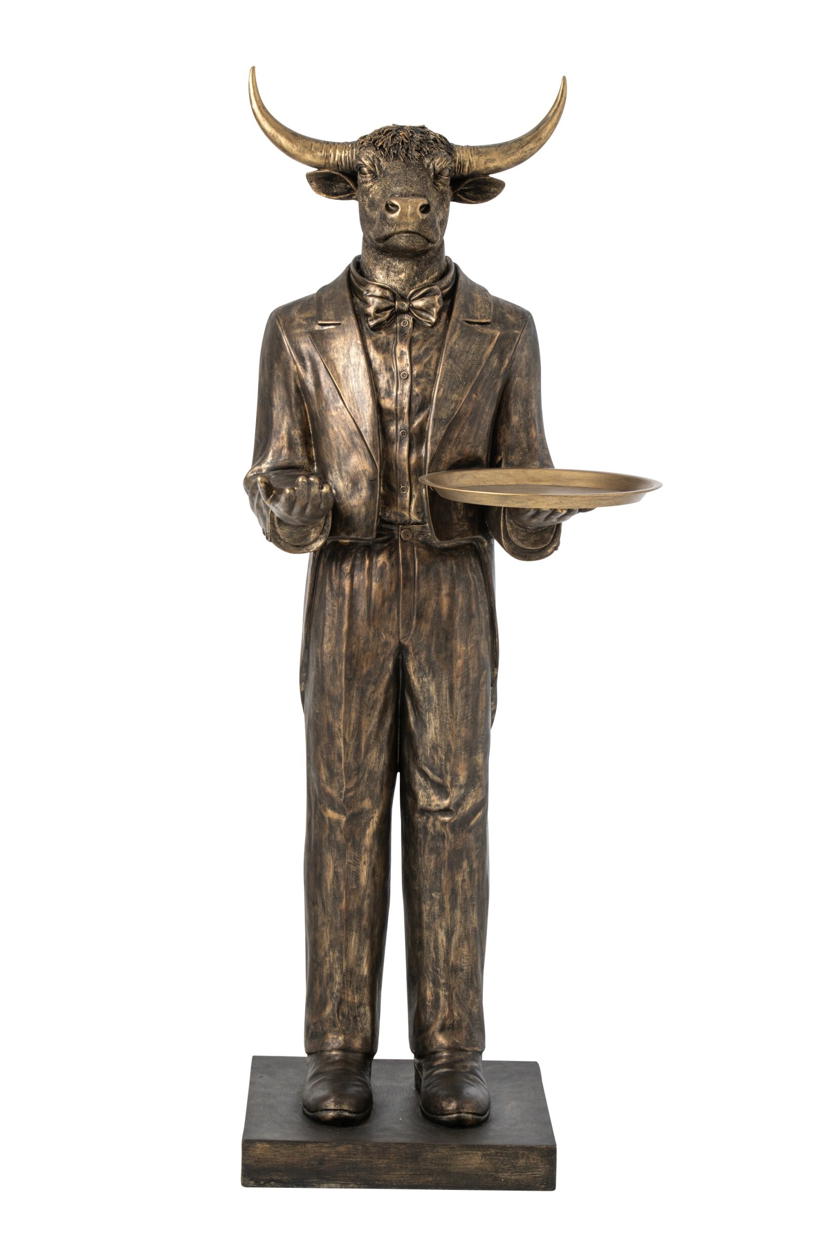 Dekorace velký zlatohnědý buvol Waiter – 72*59*194 cm