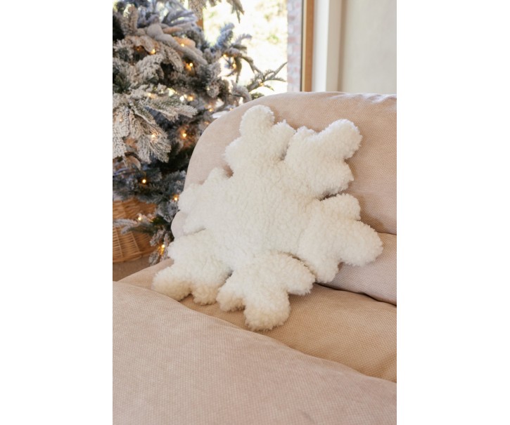 Polštář Snowflake Polyester bílý – 49*11*54 cm J-Line by Jolipa