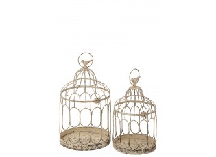 Sada 2 ks dekorační ptačí klec Vintage Chateau – 25*23*40 / 31*19*32 cm