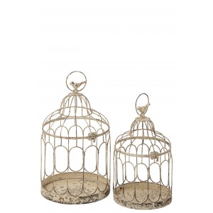 Sada Of 2 Birdhouse kovový Off-bílý – 25*23*40 cm
