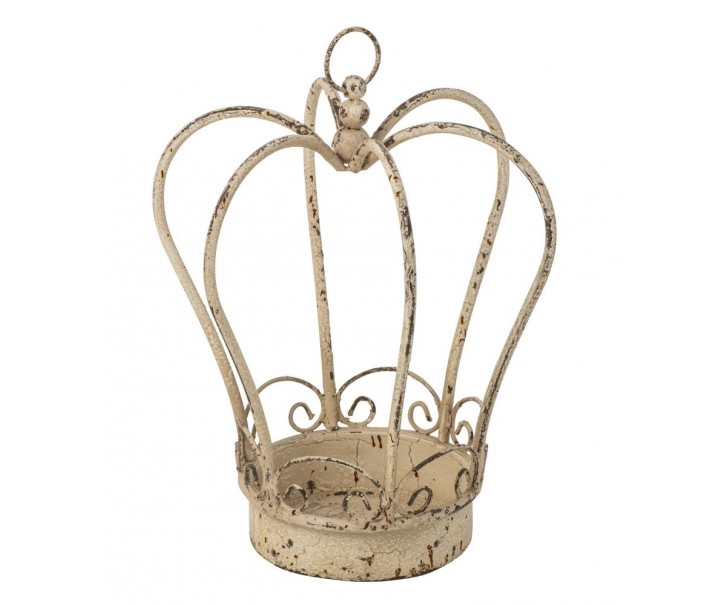 Dekorace Garden kovový Off-bílý – 27,5*27,5*32 cm J-Line by Jolipa
