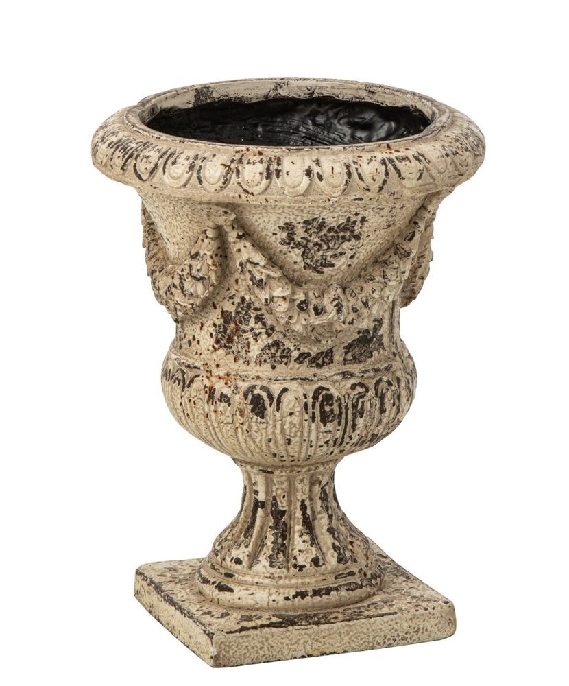 Béžový antik dekorační květináč Vintage Chateau– 31*31*40,5 cm