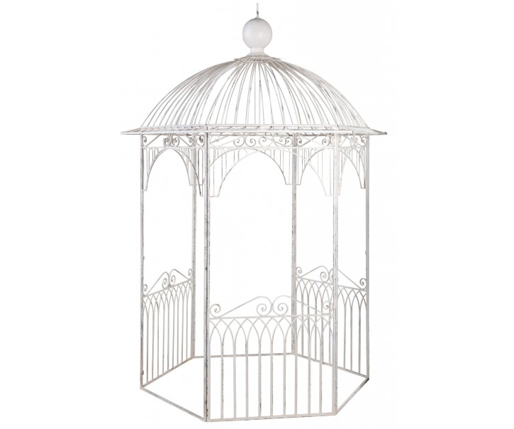 Bílý antik kovový zahradní altán Vintage Romance – 200*200*325 cm J-Line by Jolipa