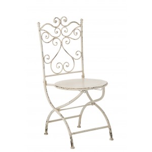 Bílá antik kovová zahradní židle Vintage Romance – 44*49,5*95 cm