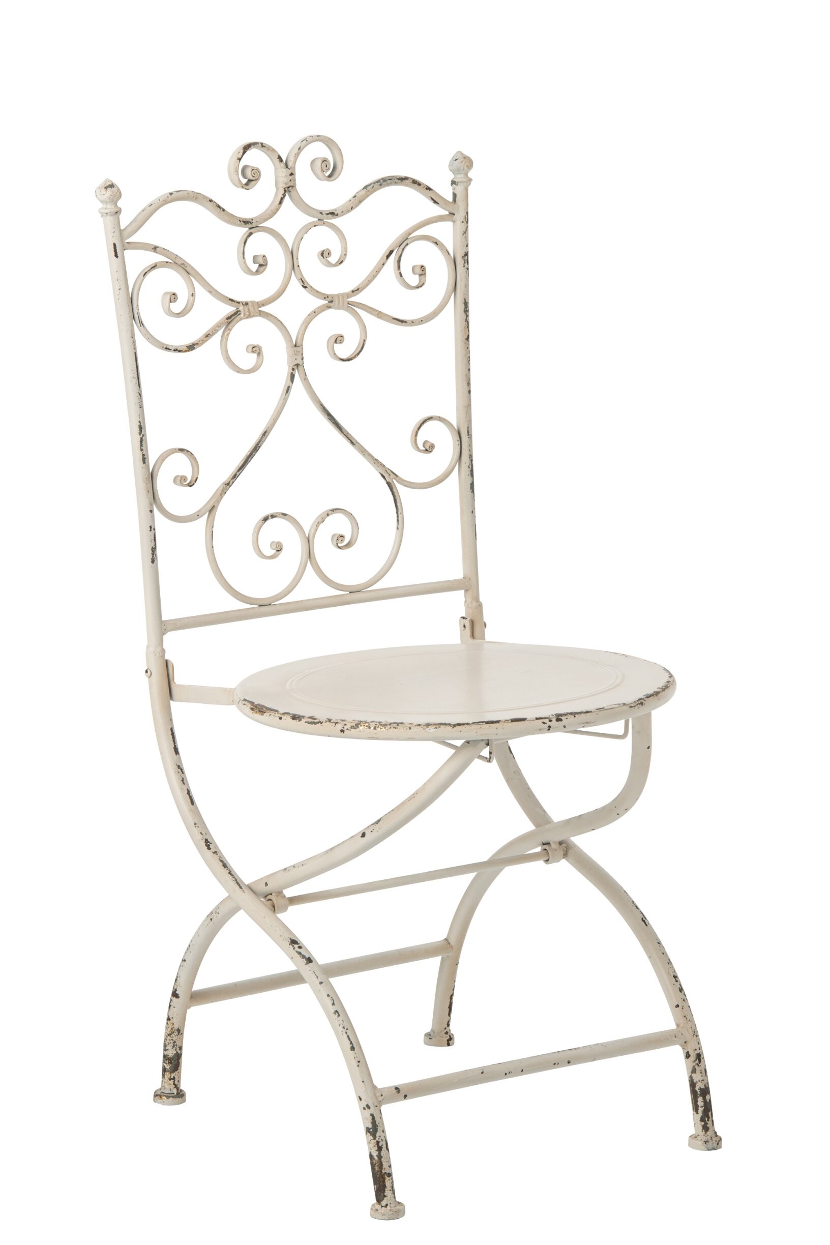 Bílá antik kovová zahradní židle Vintage Romance – 44*49,5*95 cm