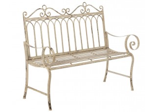 Bílá antik kovová zahradní lavice Vintage Romance – 123*56*102,5 cm