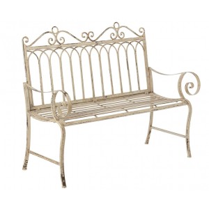 Bílá antik kovová zahradní lavice Vintage Romance – 123*56*102,5 cm
