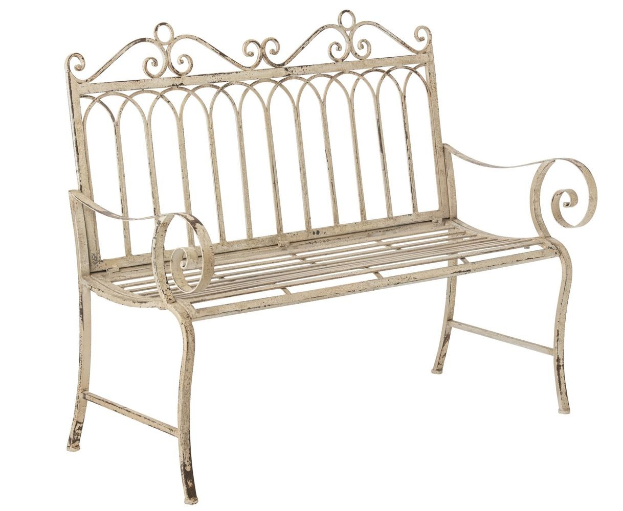 Bílá antik kovová zahradní lavice Vintage Romance – 123*56*102,5 cm