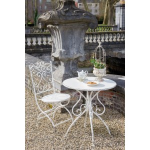 Bílý antik kovový zahradní stůl Vintage Romance – 60*60*76 cm