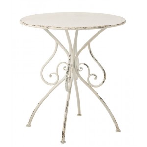Bílý antik kovový zahradní stůl Vintage Romance – 60*60*76 cm