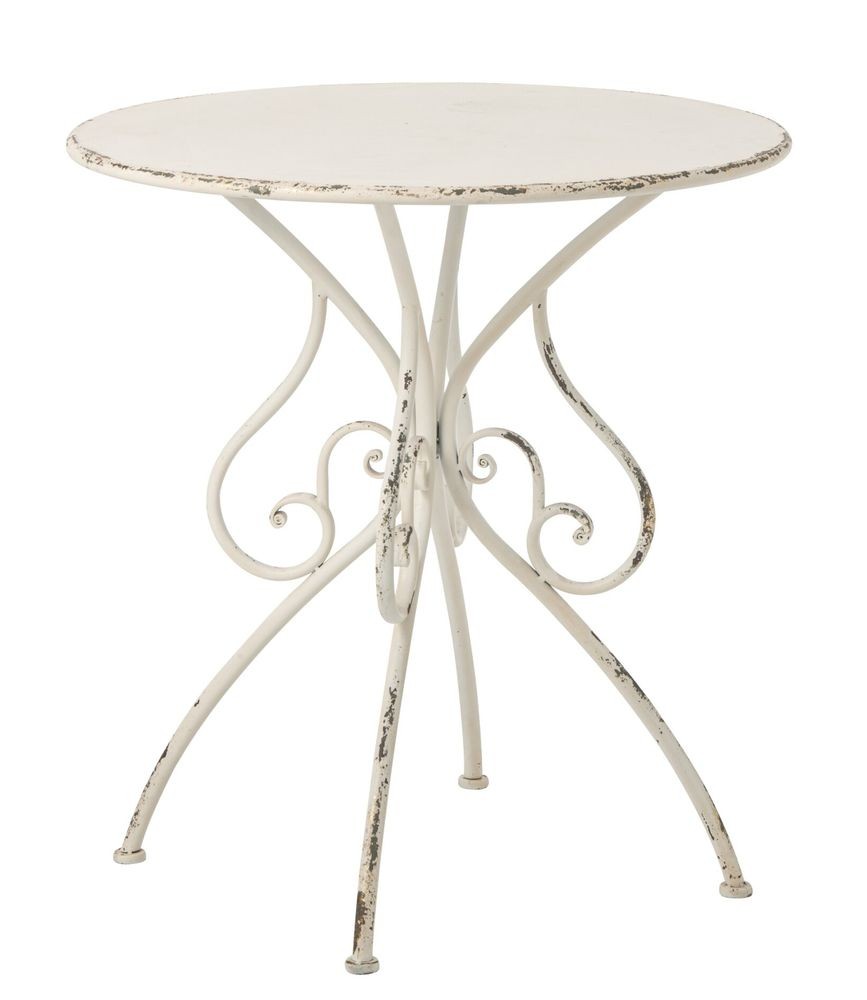 Bílý antik kovový zahradní stůl Vintage Romance – 60*60*76 cm