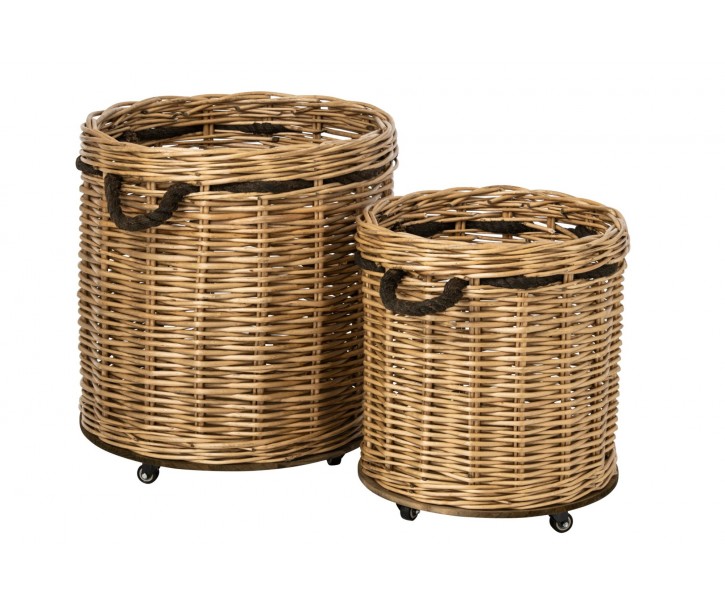Sada 2ks proutěný koš na kolečkách – 60*60*66 / 48*48*54 cm J-Line by Jolipa