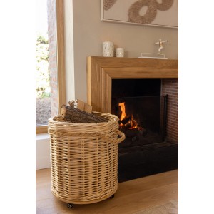 Sada 2ks přírodní proutěný koš / květináč na kolečkách – 60*60*66 / 48*48*54 cm