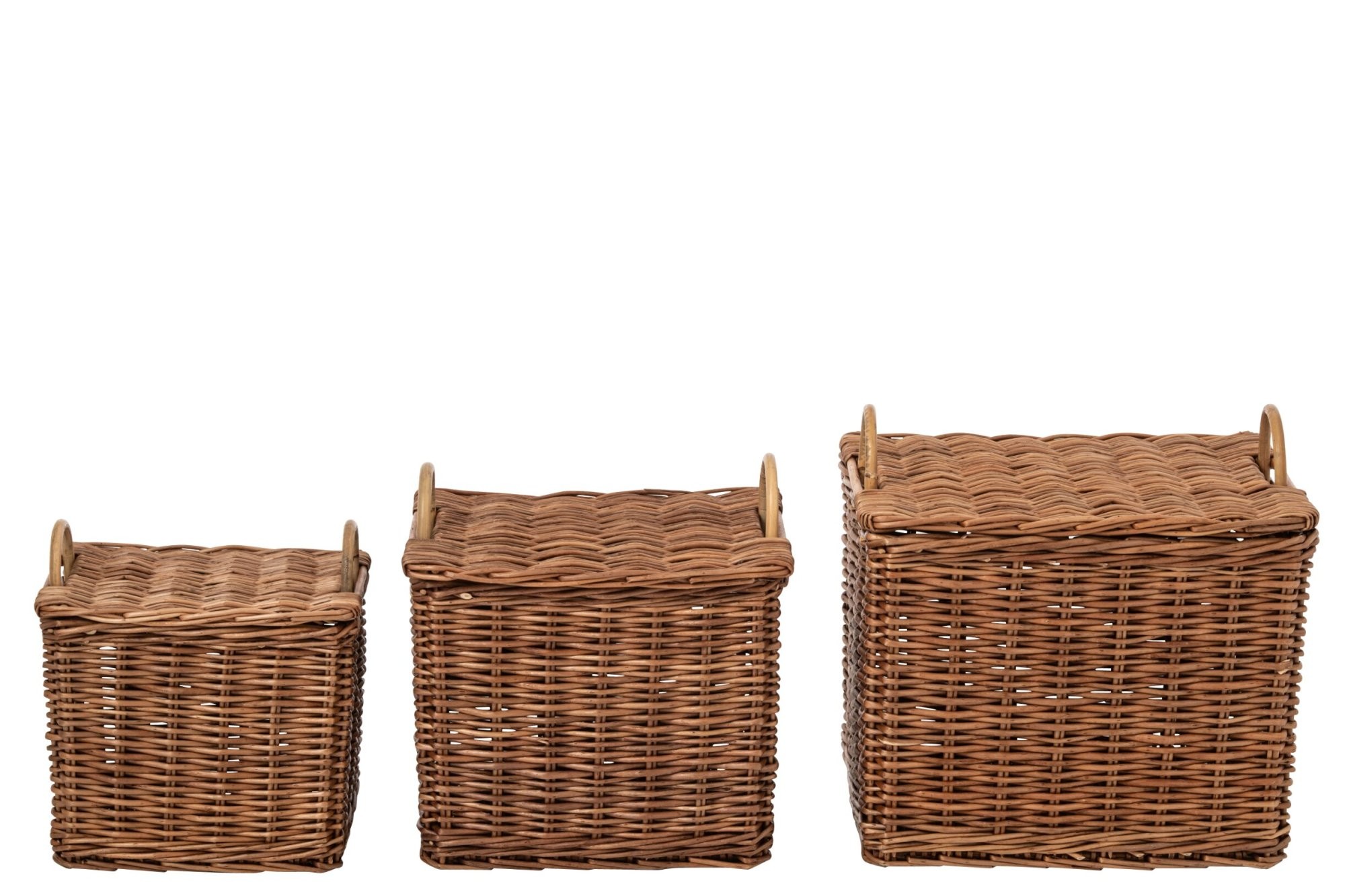 Sada 3ks hnědý proutěný koš s víkem a uchy – 49*43*49,5 / 42*35*42/ 35*42*37cm J-Line by Jolipa Sada 3ks hnědý proutěný koš s víkem a uchy – 49*43*49,5 / 42*35*42/ 35*42*37cm J-Line by Jolipa