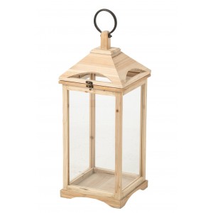 Přírodní antik dřevěná lucerna Chamonix – 25*26*61 cm