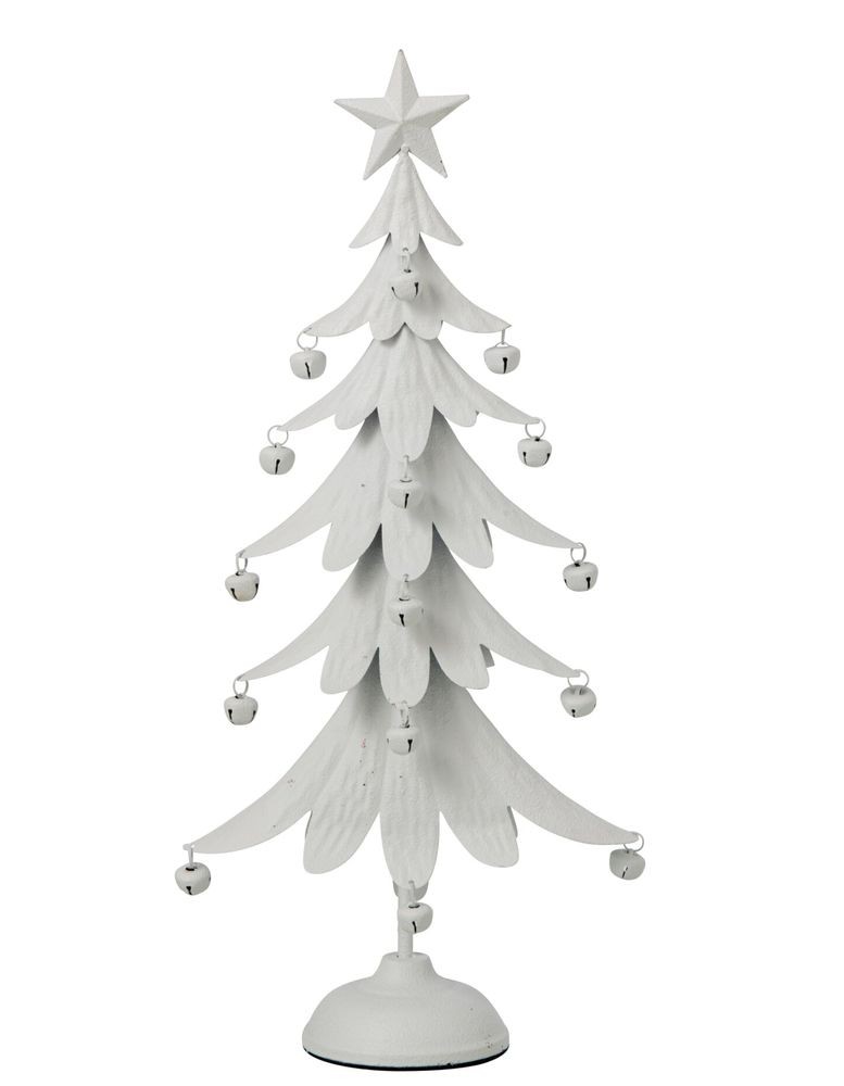 Bílý antik kovový stromek s rolničkami Christmas Tree L – 25*11*56 cm