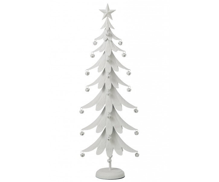 Bílý antik kovový stromek s rolničkami Christmas Tree XL – 25*13*78,5 cm J-Line by Jolipa