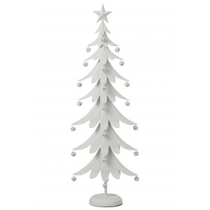 Bílý antik kovový stromek s rolničkami Christmas Tree XL – 25*13*78,5 cm