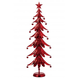 Červený veliký kovový stromek s rolničkami Christmas Tree XL – 25*13*78,5 cm