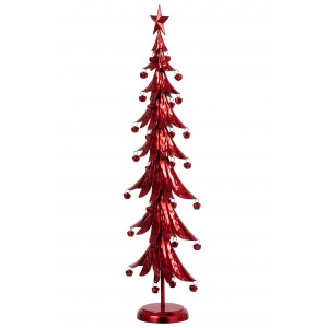 Červený veliký kovový stromek s rolničkami Christmas Tree XL – 25*13*78,5 cm