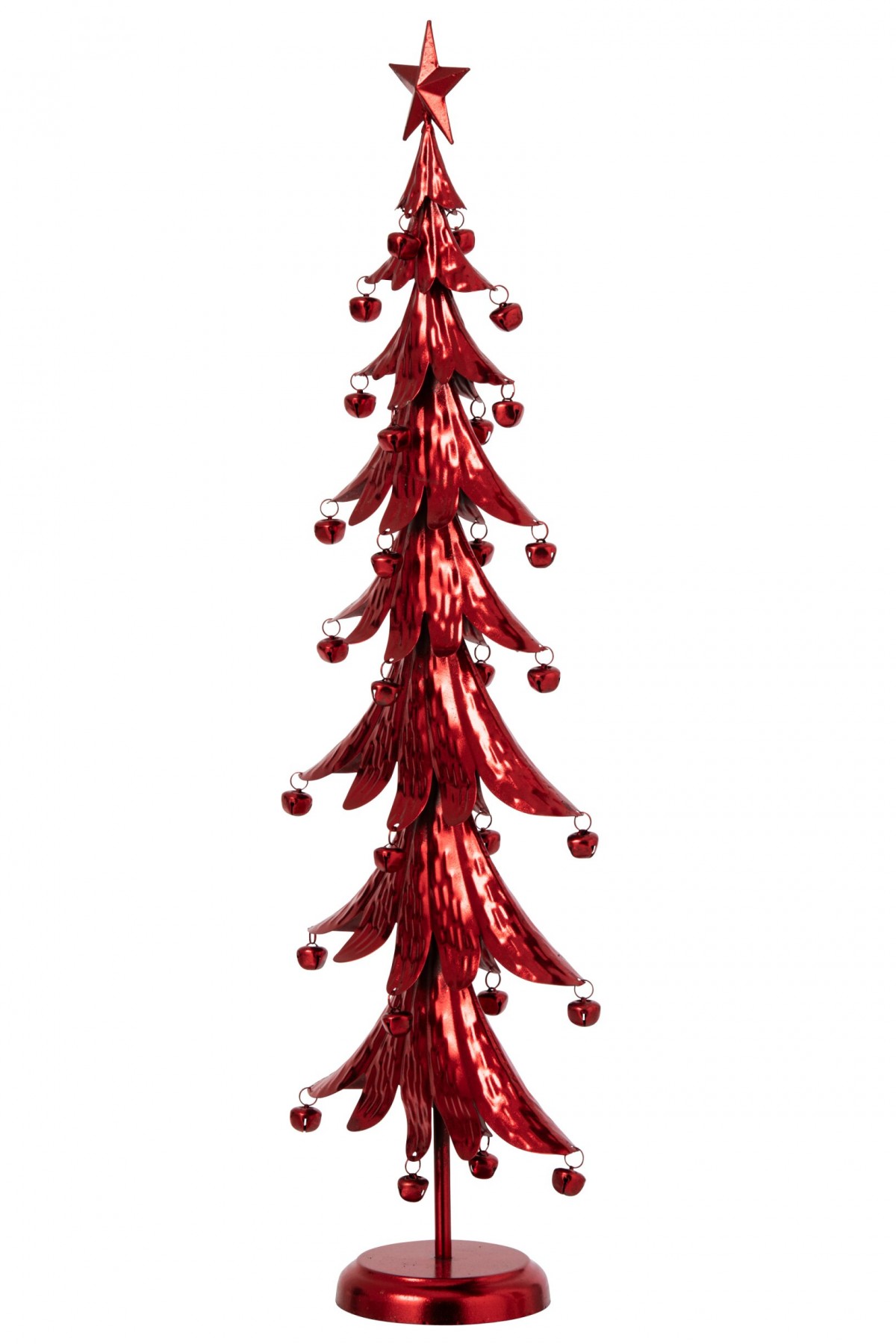 Červený veliký kovový stromek s rolničkami Christmas Tree XL – 25*13*78,5 cm