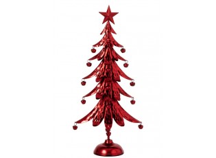 Červený kovový stromek s rolničkami Christmas Tree L – 25,5*11,5*56 cm