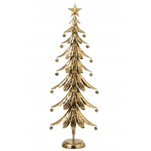 Zlatý veliký kovový stromek s rolničkami Christmas Tree XL – 25*13*78,5 cm