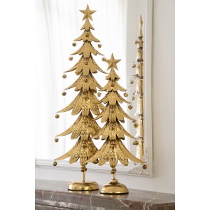 Zlatý kovový stromek s rolničkami Christmas Tree L – 25,5*11,5*56 cm