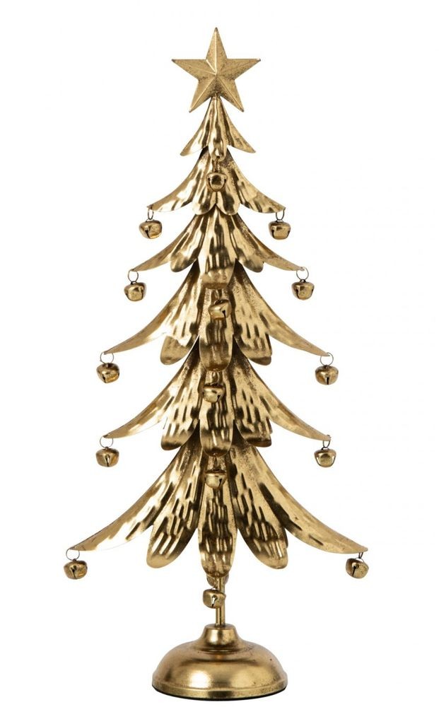 Zlatý kovový stromek s rolničkami Christmas Tree L – 25,5*11,5*56 cm