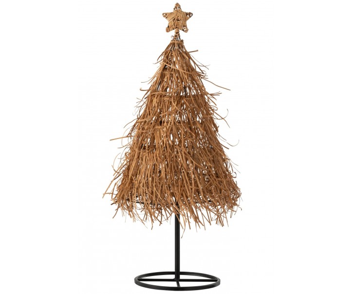 Veliký vánoční stromek z přírodního ratanu na kovovém stojanu – 33*33*89 cm J-Line by Jolipa