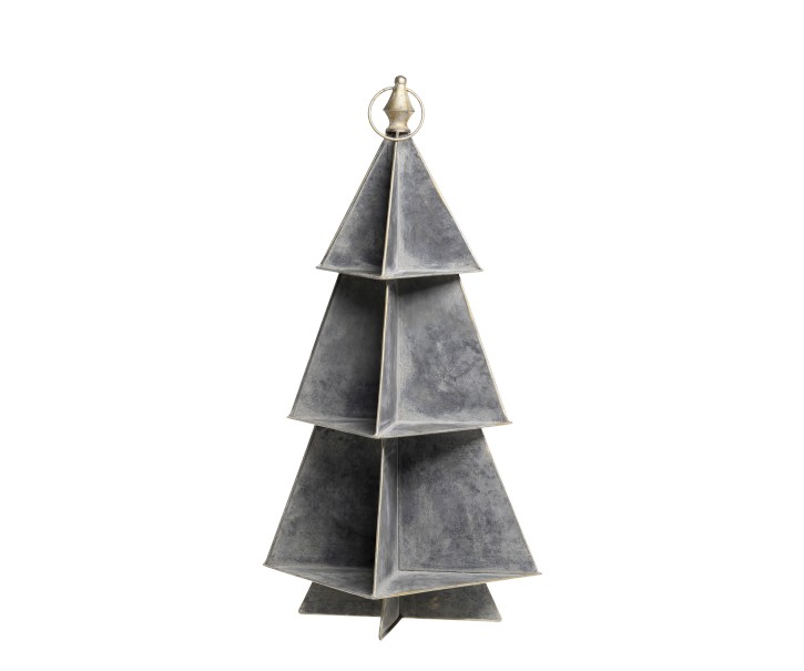 Šedý antik kovový vánoční stromek – 25*25*67 cm Chic Antique