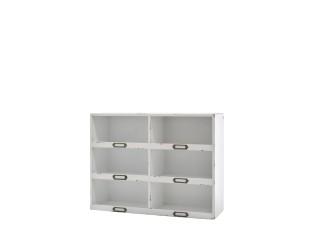 Bílá antik nástěnná polička Chic Antique s 6 přihrádkami – 50*14,5*37 cm