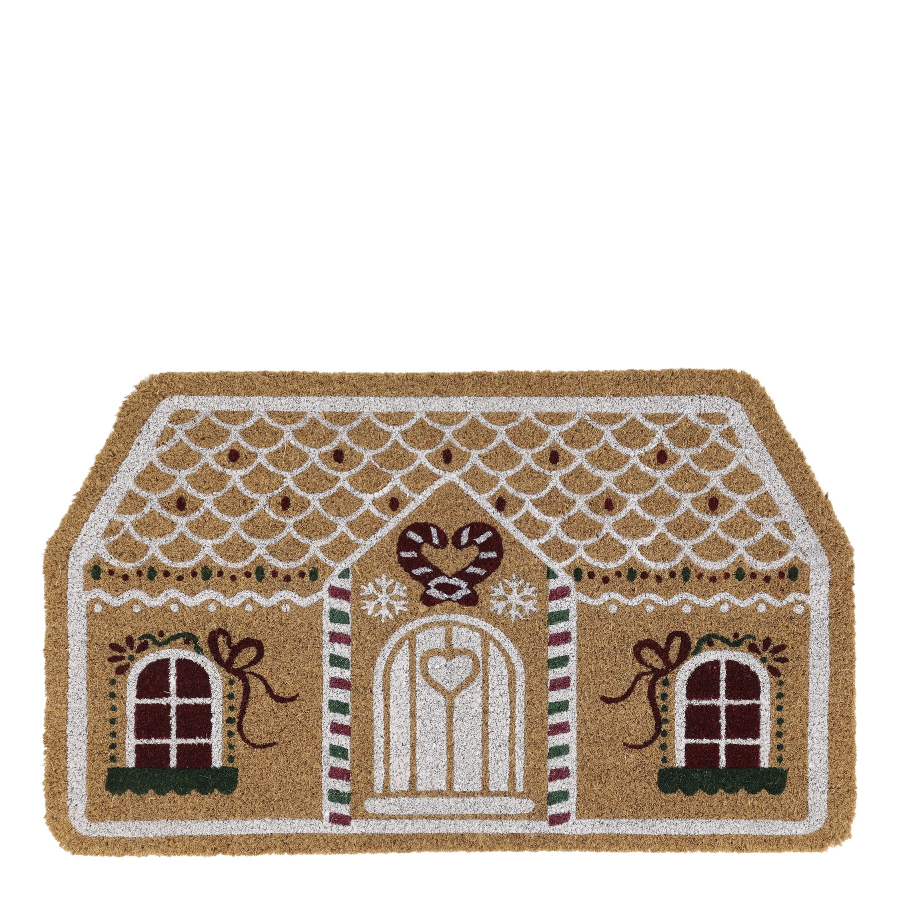 Hnědá kokosová rohožka perníková chaloupka Gingerbread – 75*45*1,5 cm
