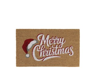 Hnědá kokosová vánoční rohožka Merry Christmas – 75*45*1,5 cm