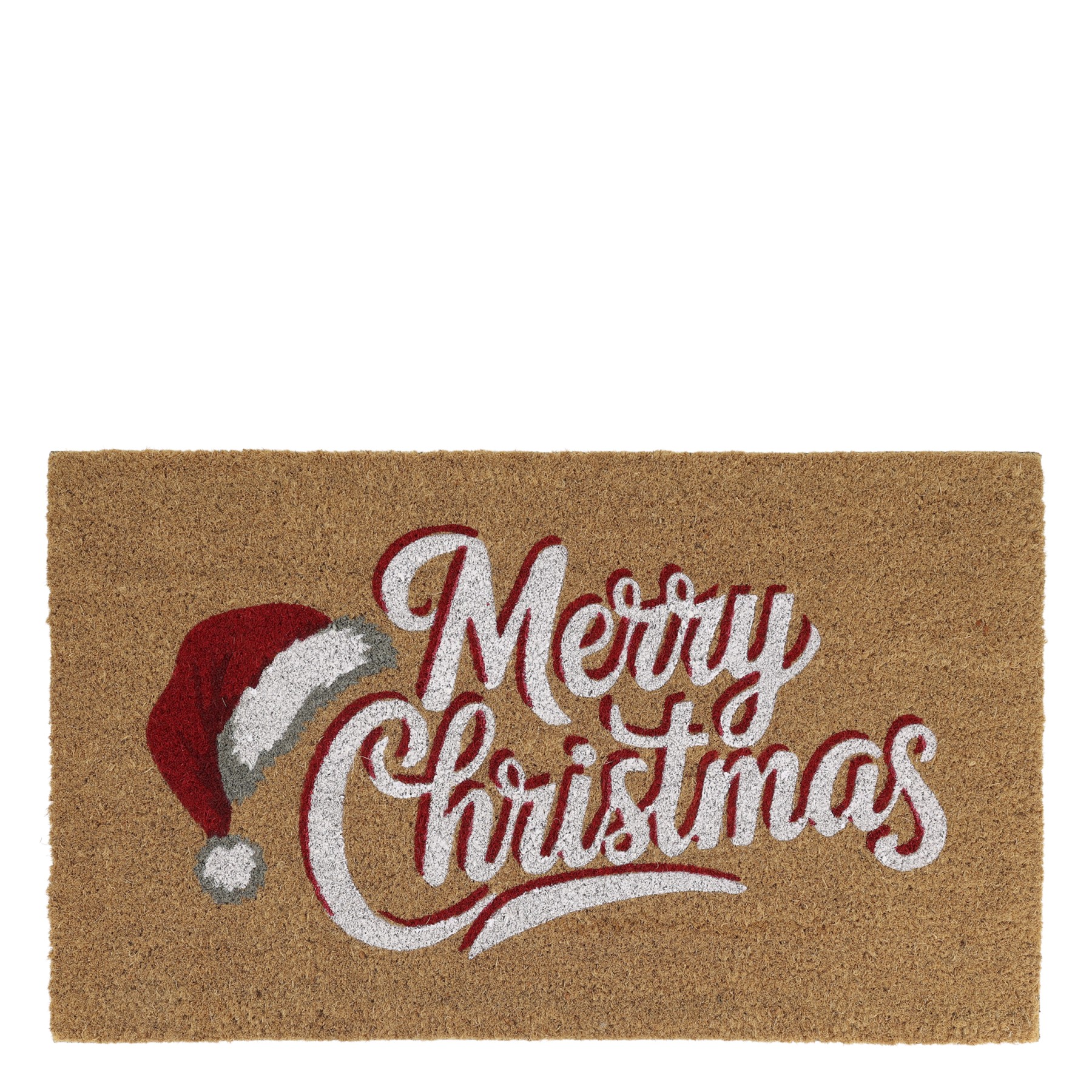 Hnědá kokosová vánoční rohožka Merry Christmas – 75*45*1,5 cm