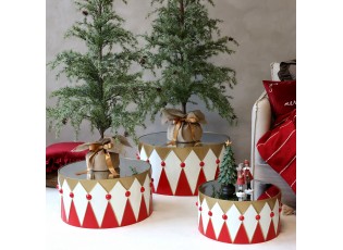 Sada 3ks bubnů se zrcadlem Cherry – Ø 61*30/ Ø 41*20/ Ø 52*25 cm