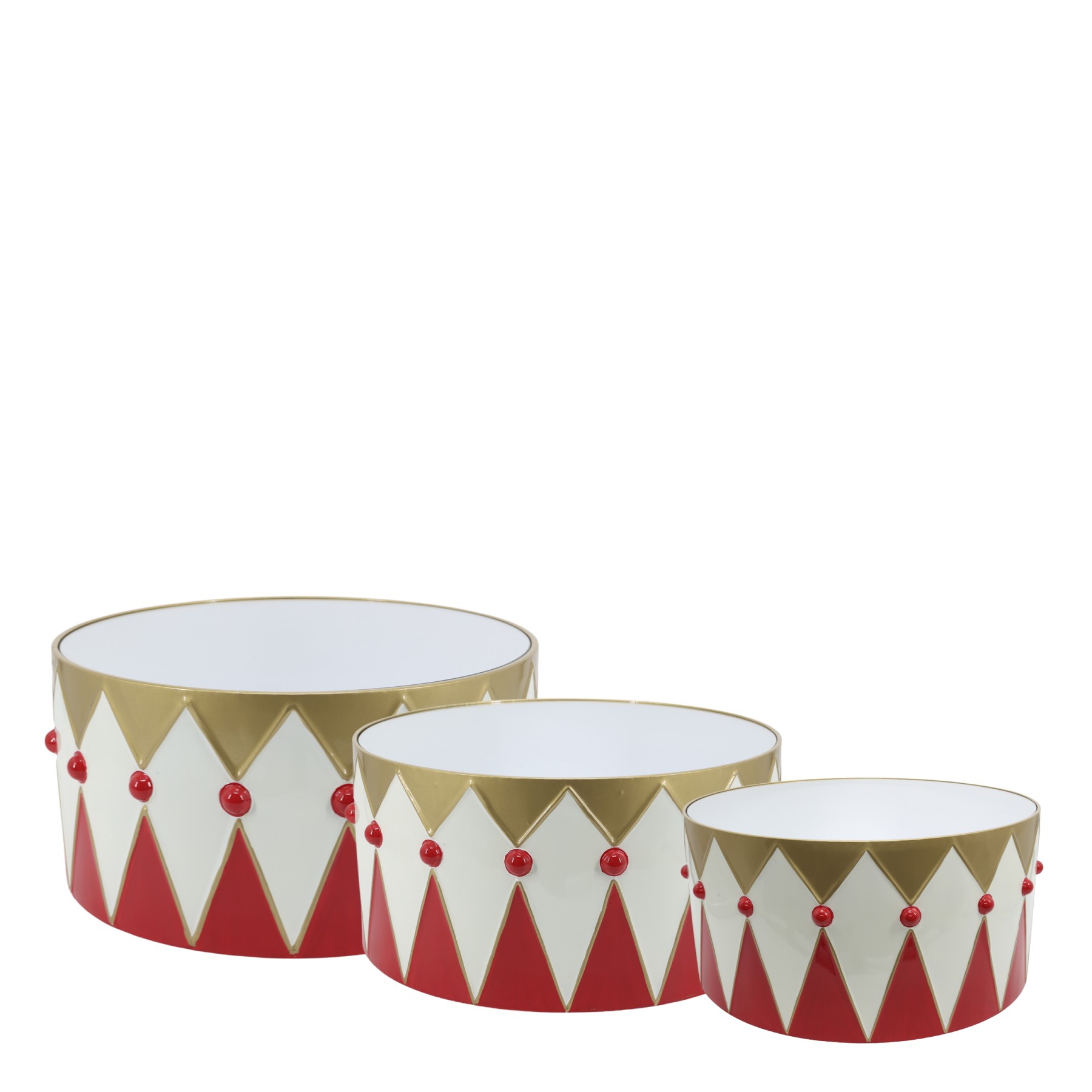 Sada 3ks bubnů se zrcadlem Cherry – Ø 61*30/ Ø 41*20/ Ø 52*25 cm