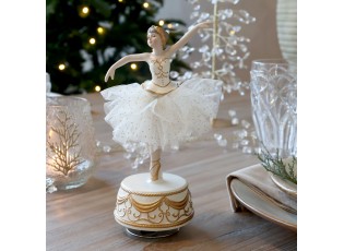 Hudební skříňka Noël baletka s tylovou sukní antique krémová – 10,5*8*21,5 cm