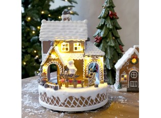 Hrací skříňka perníkový domek Gingerbread Noël LED – Ø 17*23 cm / 3xAA